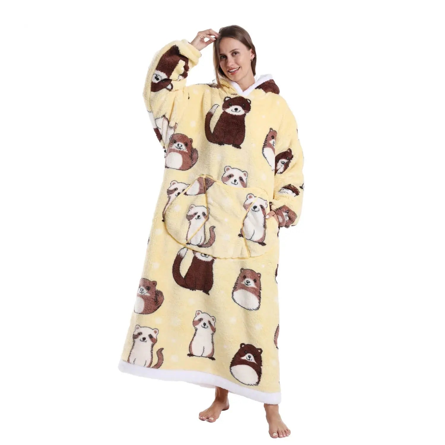 Beaver Long Hoodie Blanket
