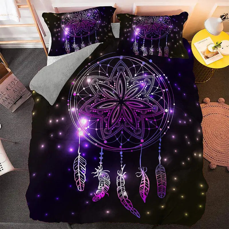 Black & Purple Dream Catcher Doona Cover