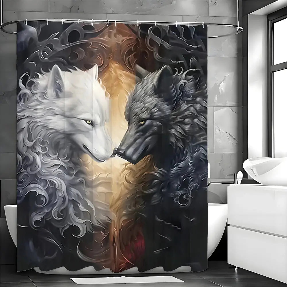 Black and White Wolf Shower Curtain My Store