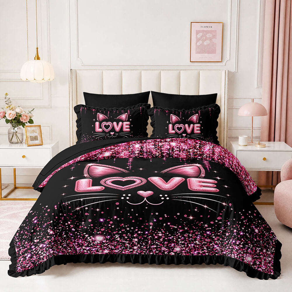 Butterfly galaxy bedding set with glitter-inspired star design