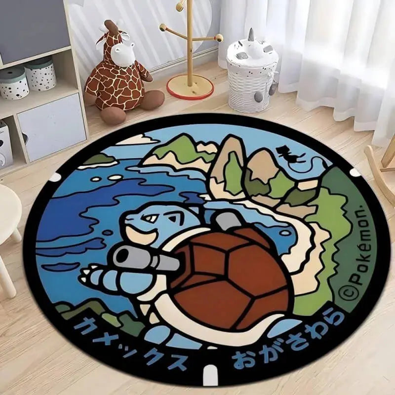 Soft round rug with non-slip base placed in a cozy living room