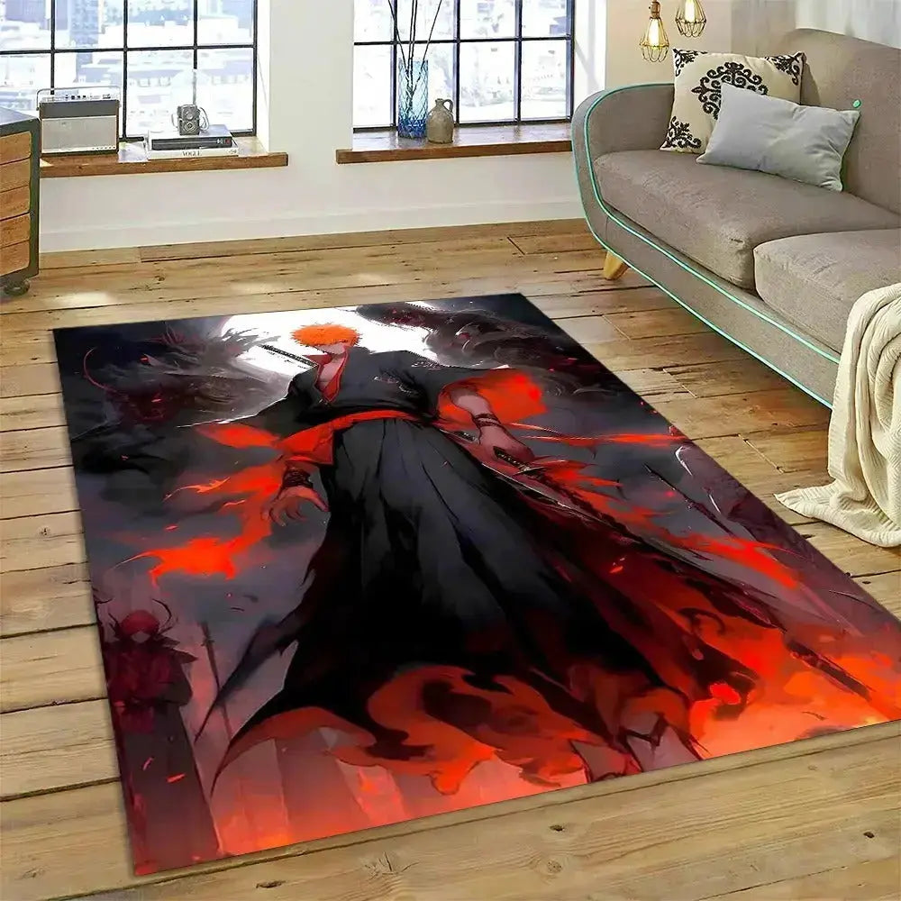 Bleach Ichigo non-slip sofa mat with sword drawn and cloak flowing