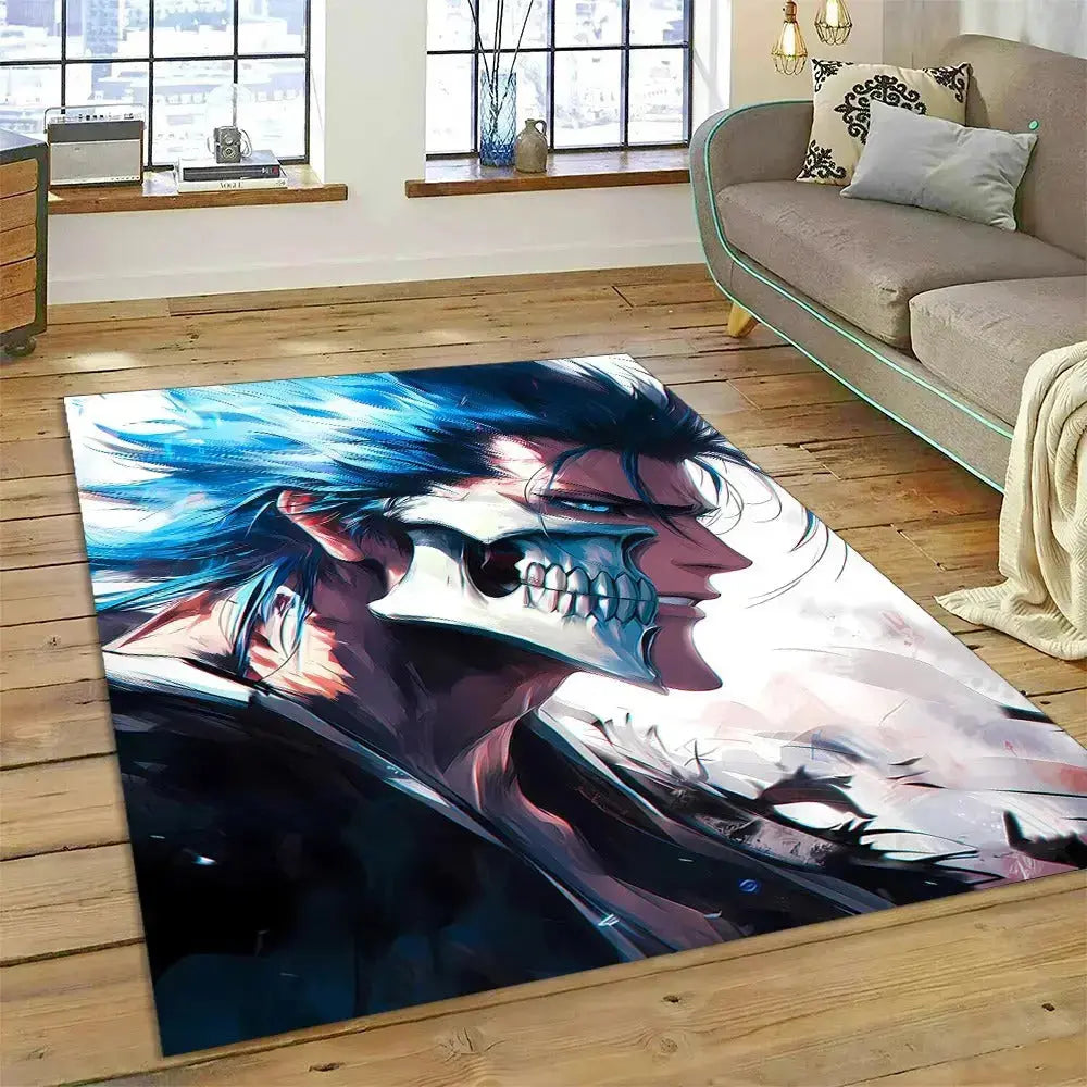 Grimmjow Jaegerjaquez anime rug with battle-ready Espada form – non-slip flannel floor mat for Bleach fan room decor