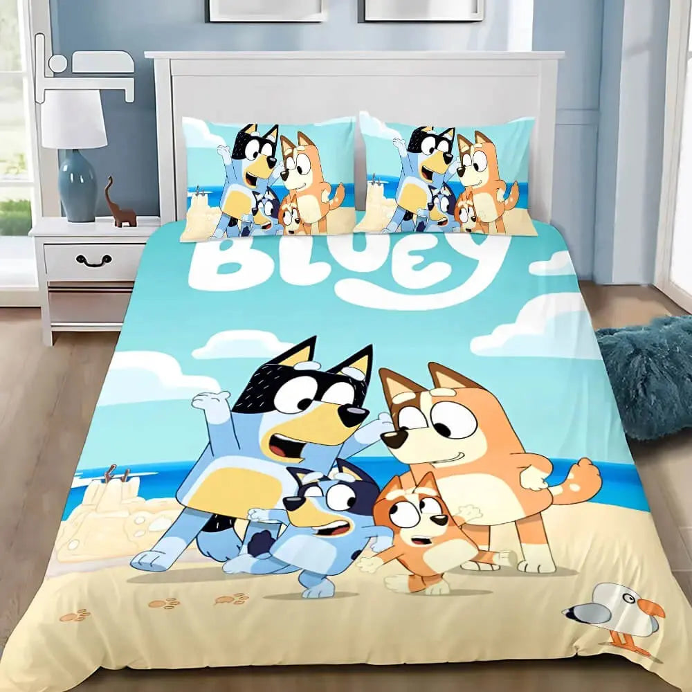 Bluey Family Cartoon Quilt Cover