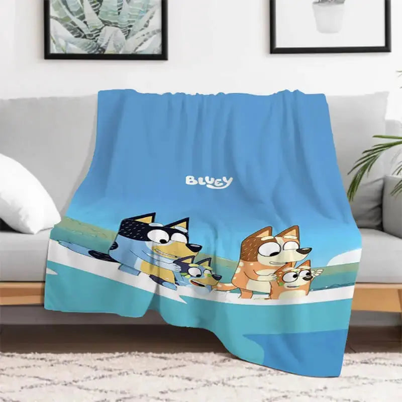 Bluey Family Cartoon Throw Blanket Zirconic
