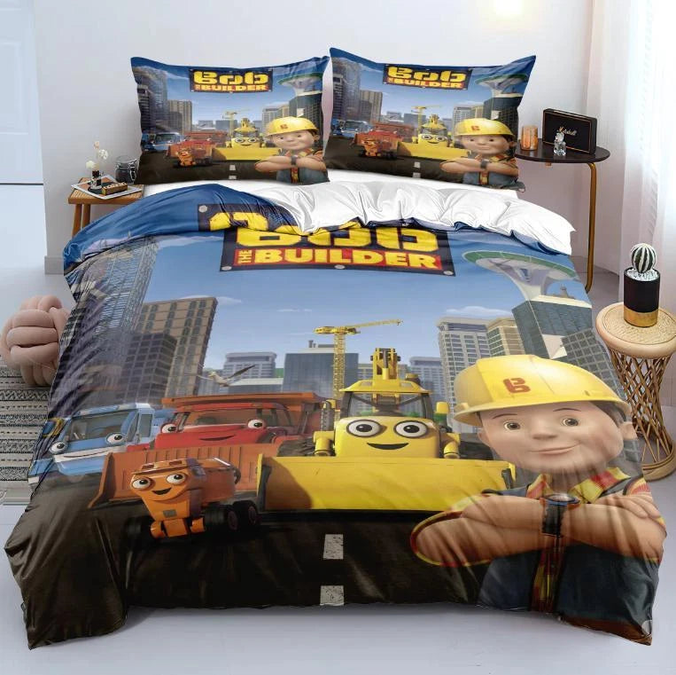 Bob the Builder Bedding Set – Cartoon Kids Bedroom Decor for Kids & Teens