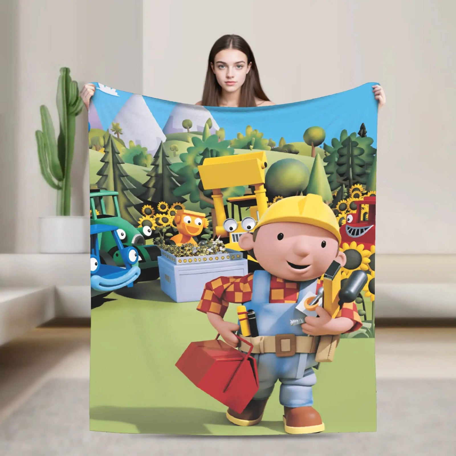 Bob the Builder throw blanket cute cartoon design