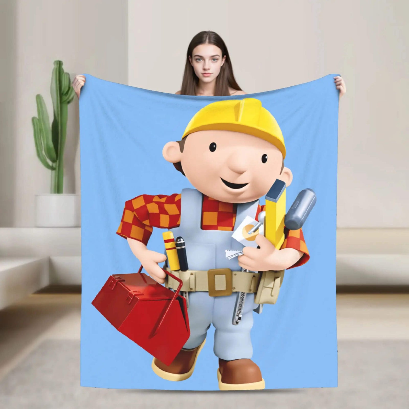 Cozy Bob the Builder sofa throw for children