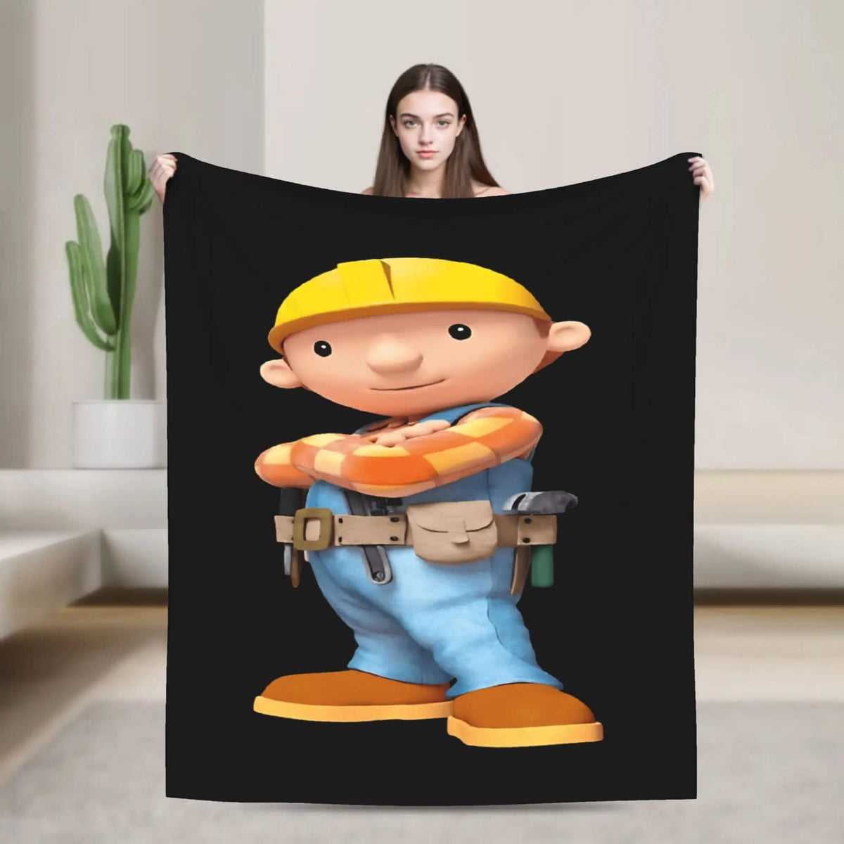 Lightweight Bob the Builder bed throw blanket