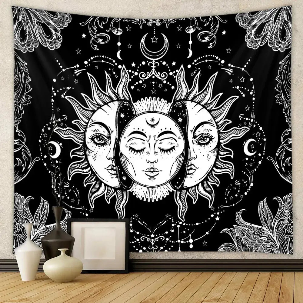 Bohemian dream catcher art panel featuring feather-guided mandala