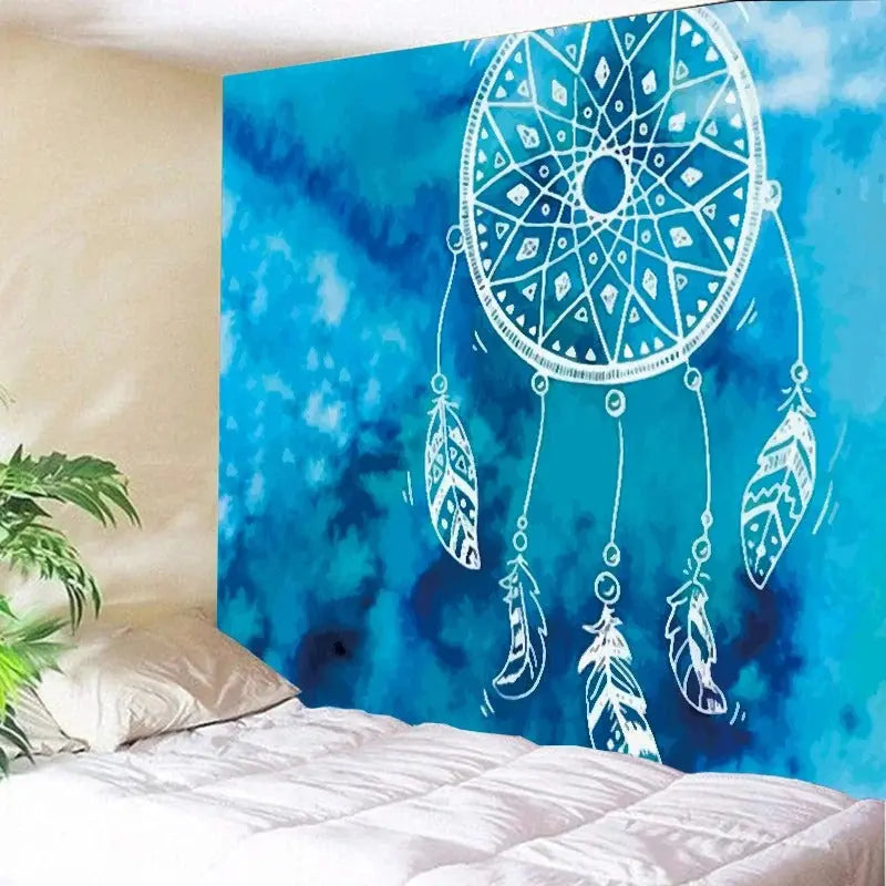 Bohemian dream catcher feather mandala banner wall decor