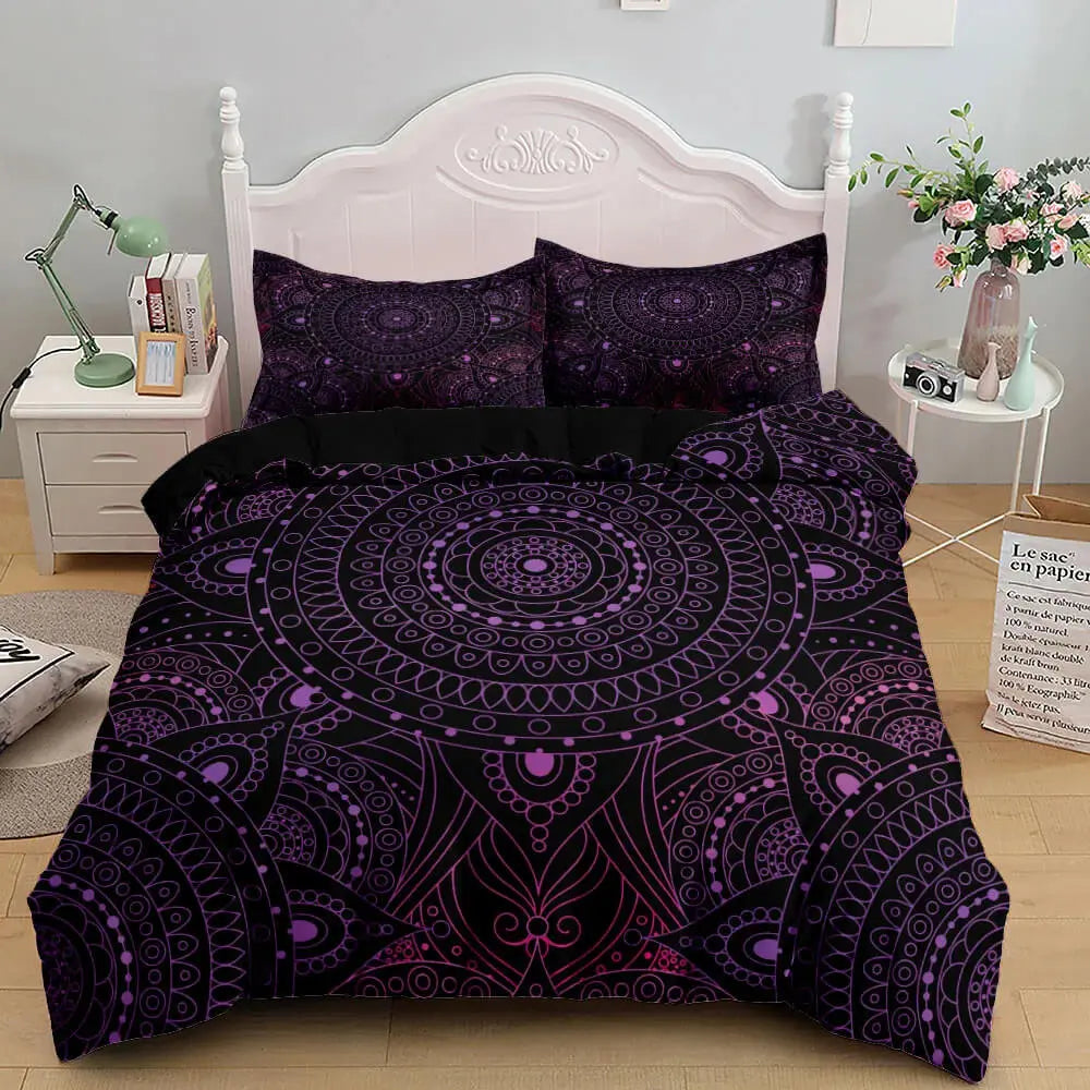 Bohemian Purple Mandala Duvet Cover