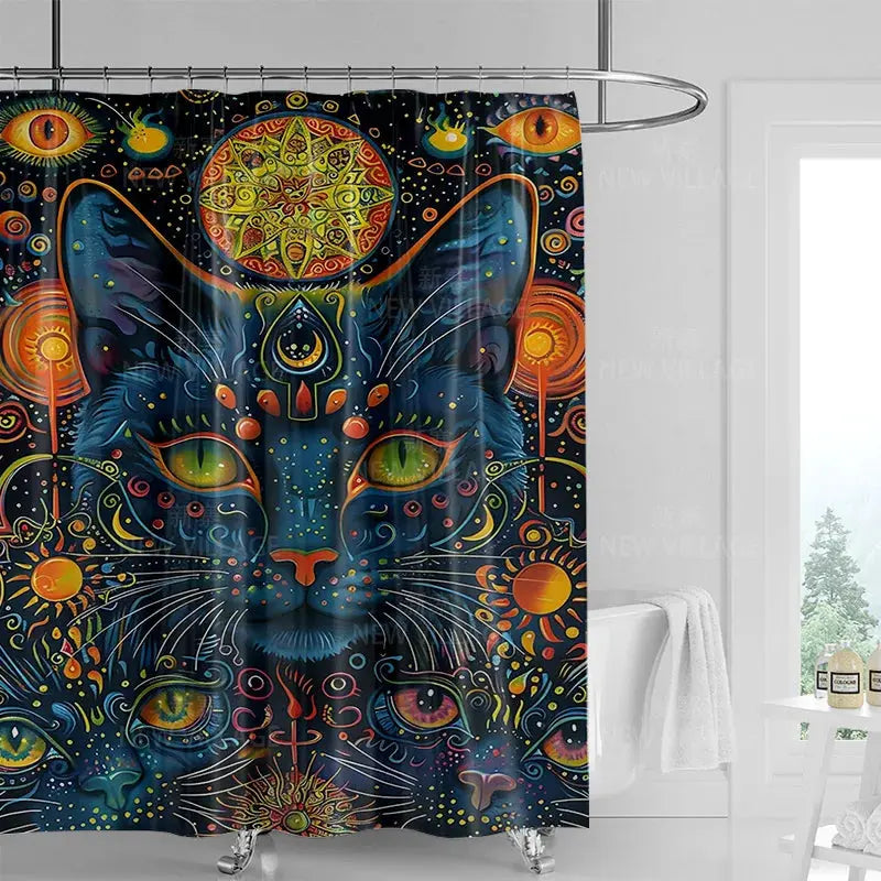 Bohemian Cat Shower Curtain My Store