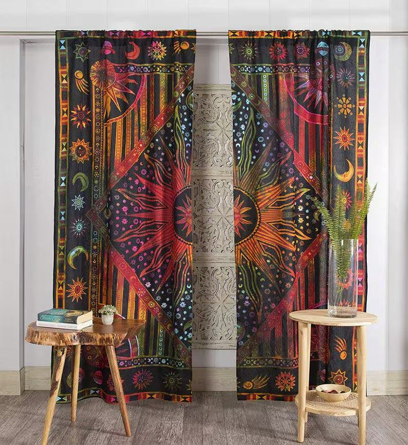 Bohemian Sun and Moon Window curtains