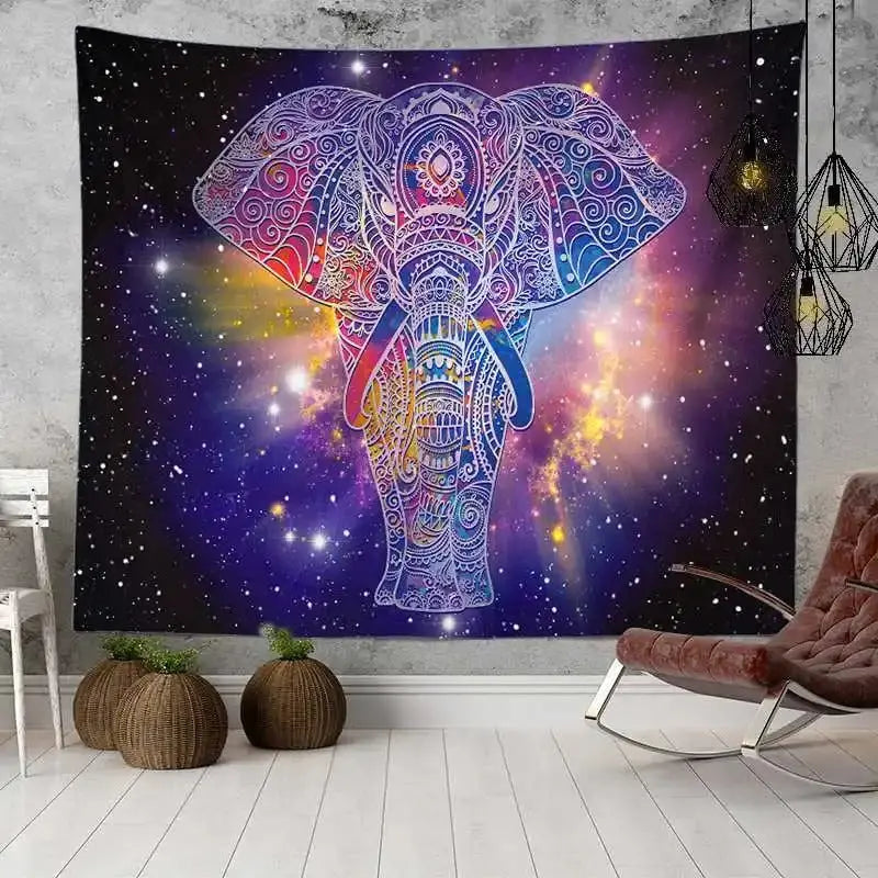 Boho luxe elephant mandala throw used as bed cover