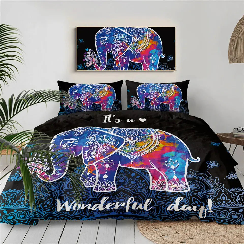 Boho Mandala Elephant Duvet Cover My Store