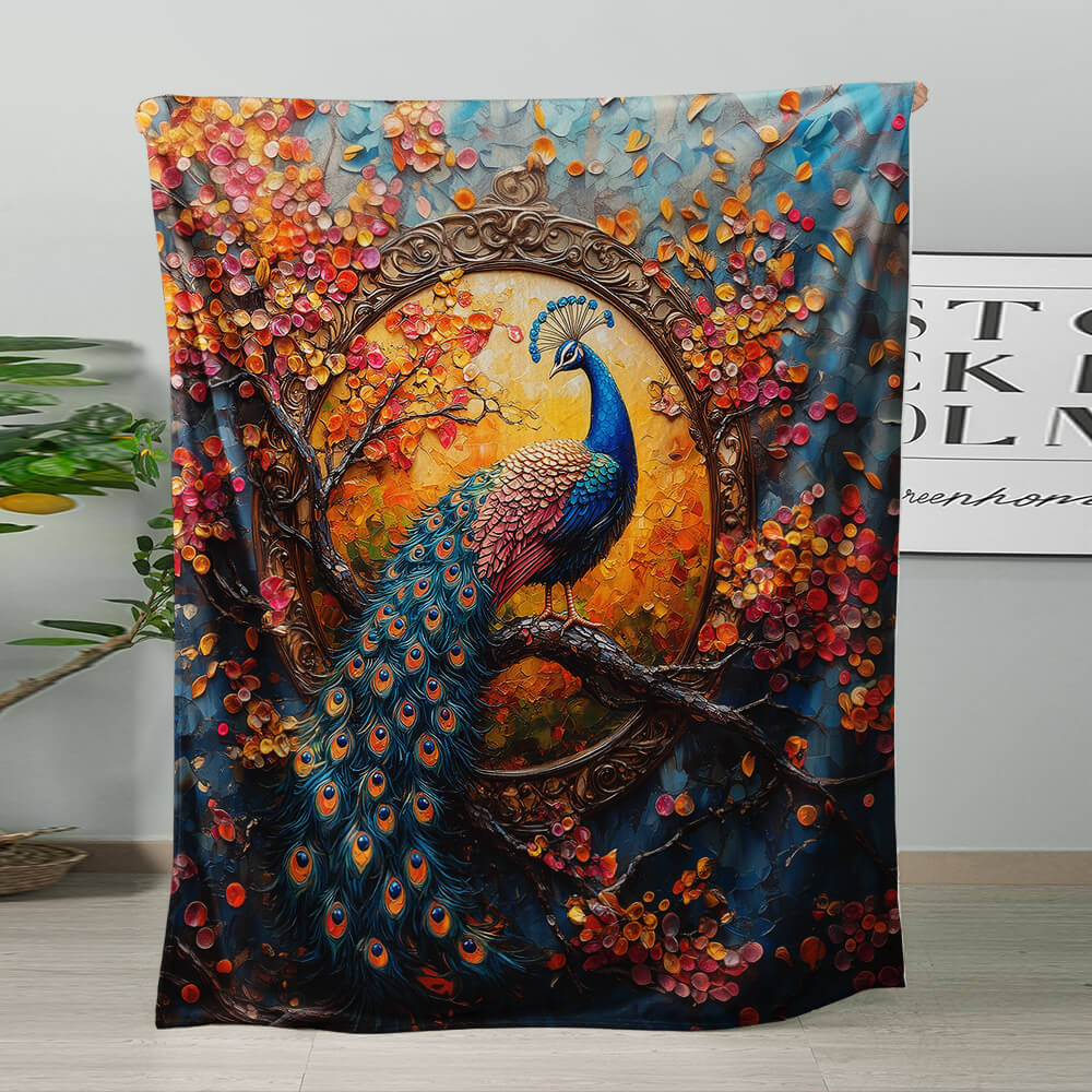 Elegant bird artwork throw blanket for home decoration