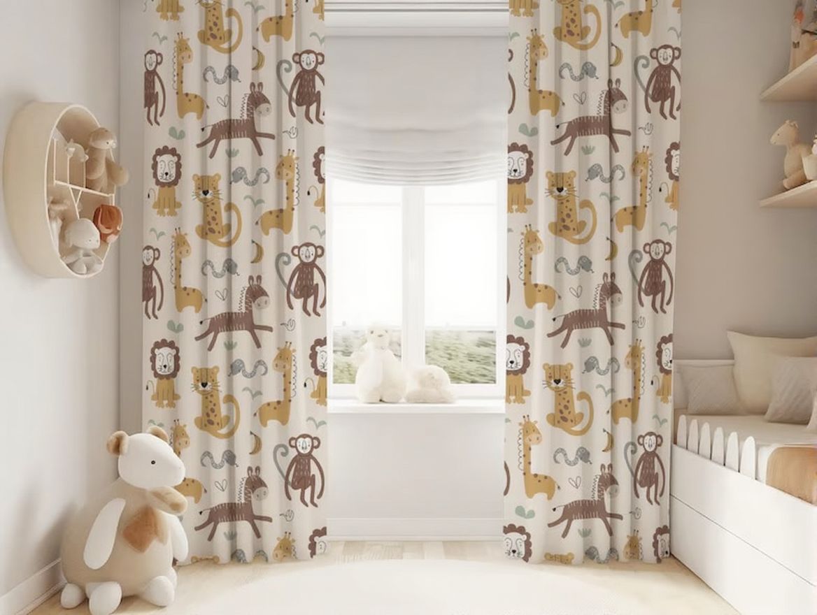 Boho Safari Animals Nursery Curtains: Baby Boy Room Decor