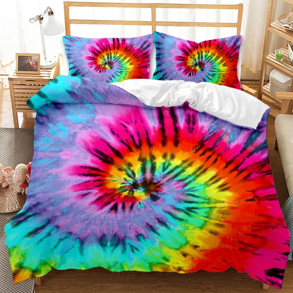 Artistic hippie tie dye quilt cover for cozy bedrooms
