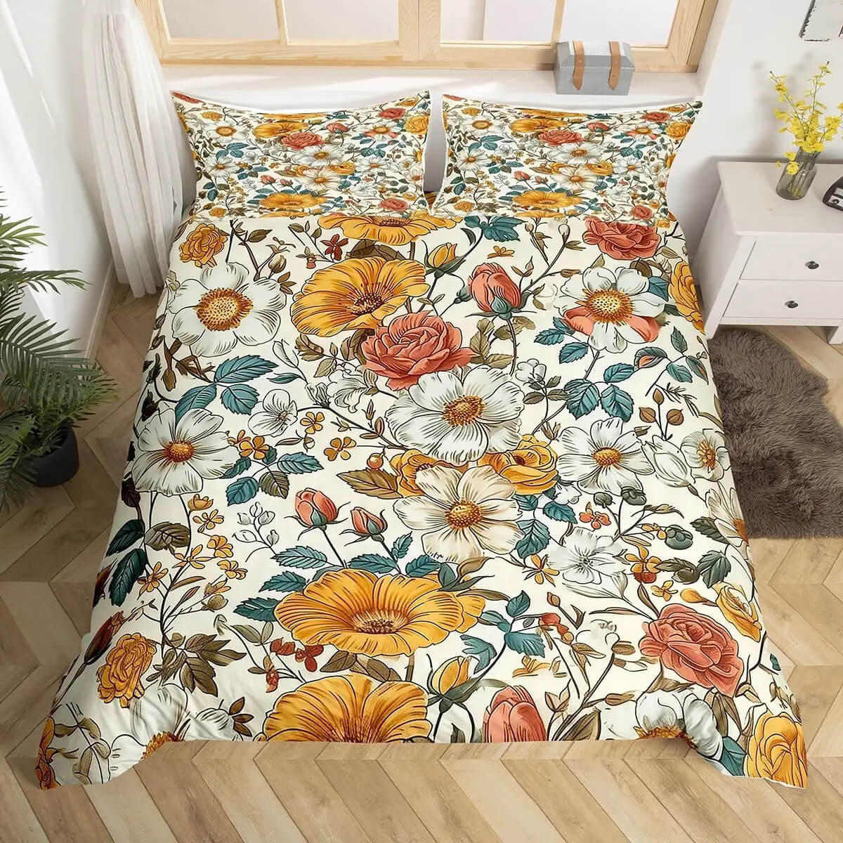 botanical leaves duvet cover