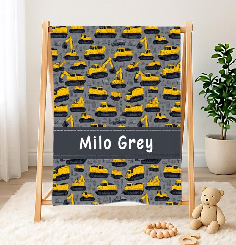 Boys construction theme blanket