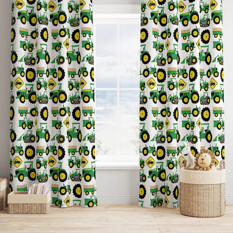 Boys tractor bedroom curtains