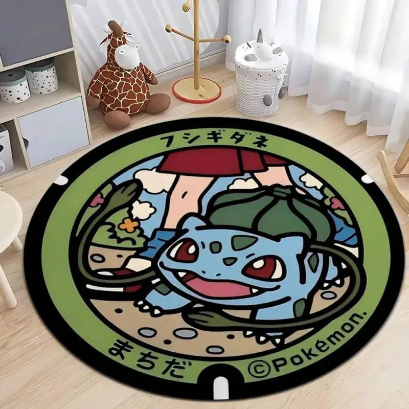 Soft round rug with non-slip base placed in a cozy living room