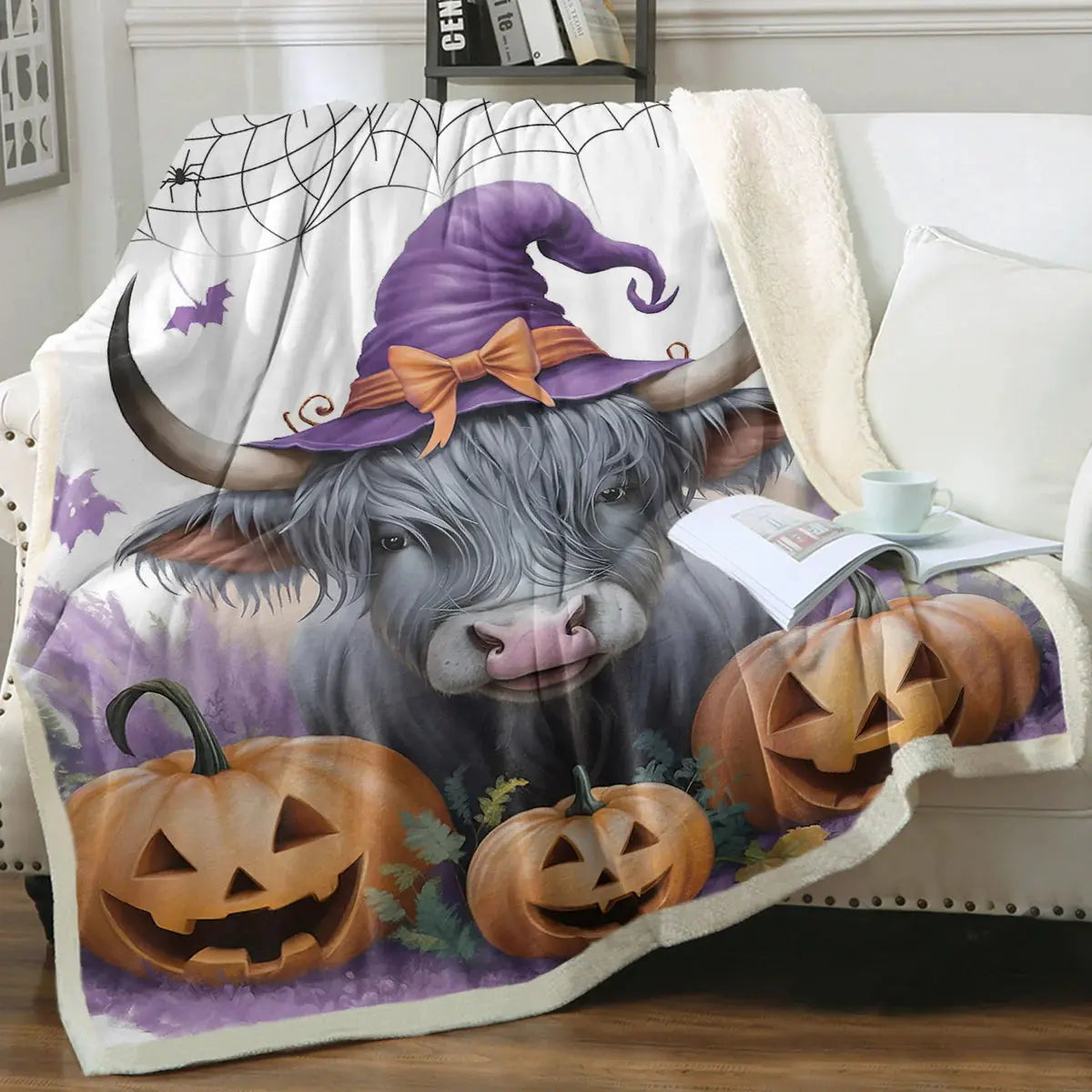Bull Head Pumpkins Throw Blanket My Store