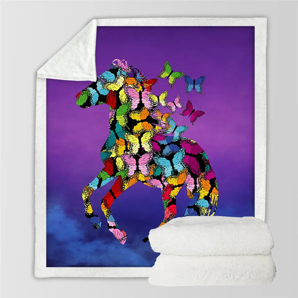 Butterfly Horse Throw Blanket My Store
