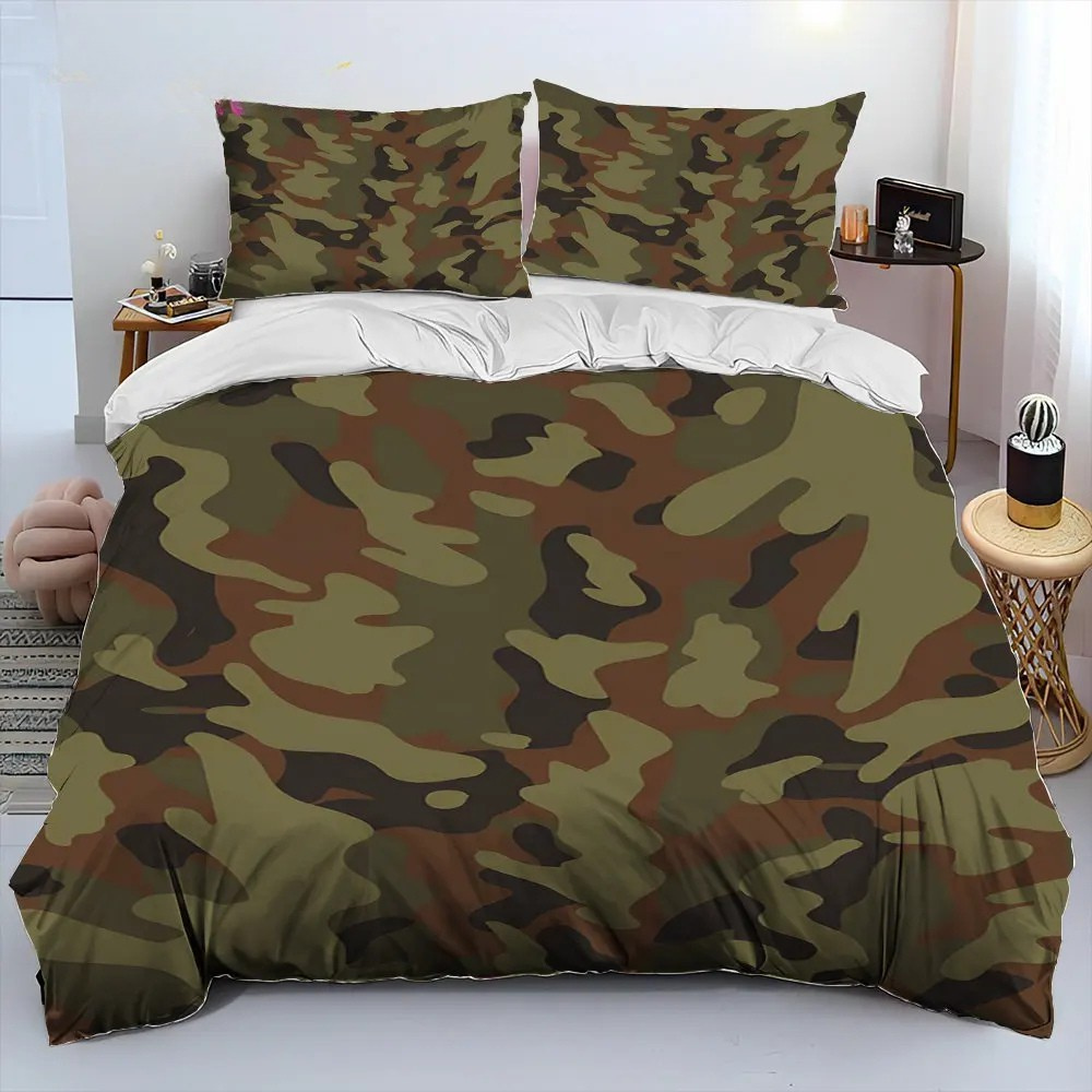 camouflage bedding aesthetic