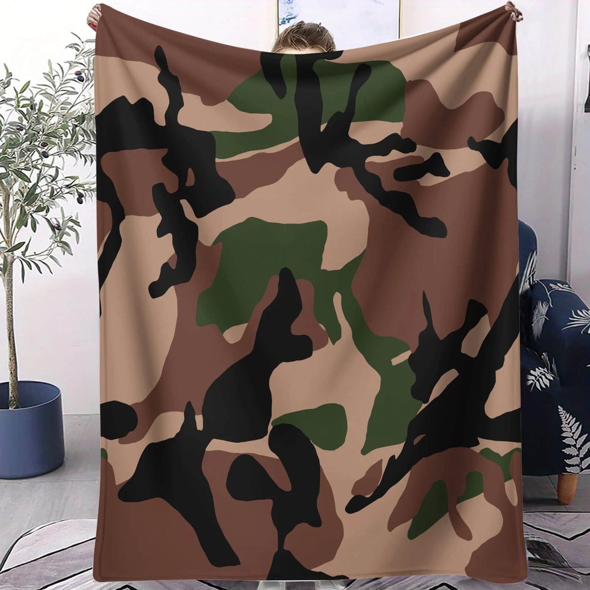 green camouflage blanket soft flannel throw
