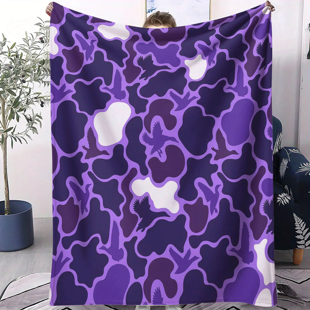 purple army camo blanket soft flannel