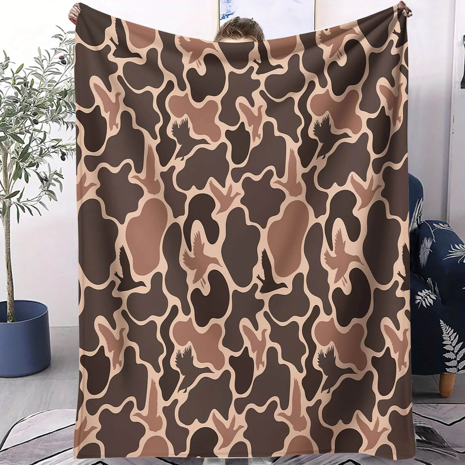 soft warm camouflage throw blanket