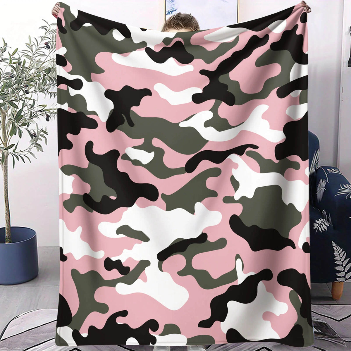camouflage flannel blanket for bed and couch