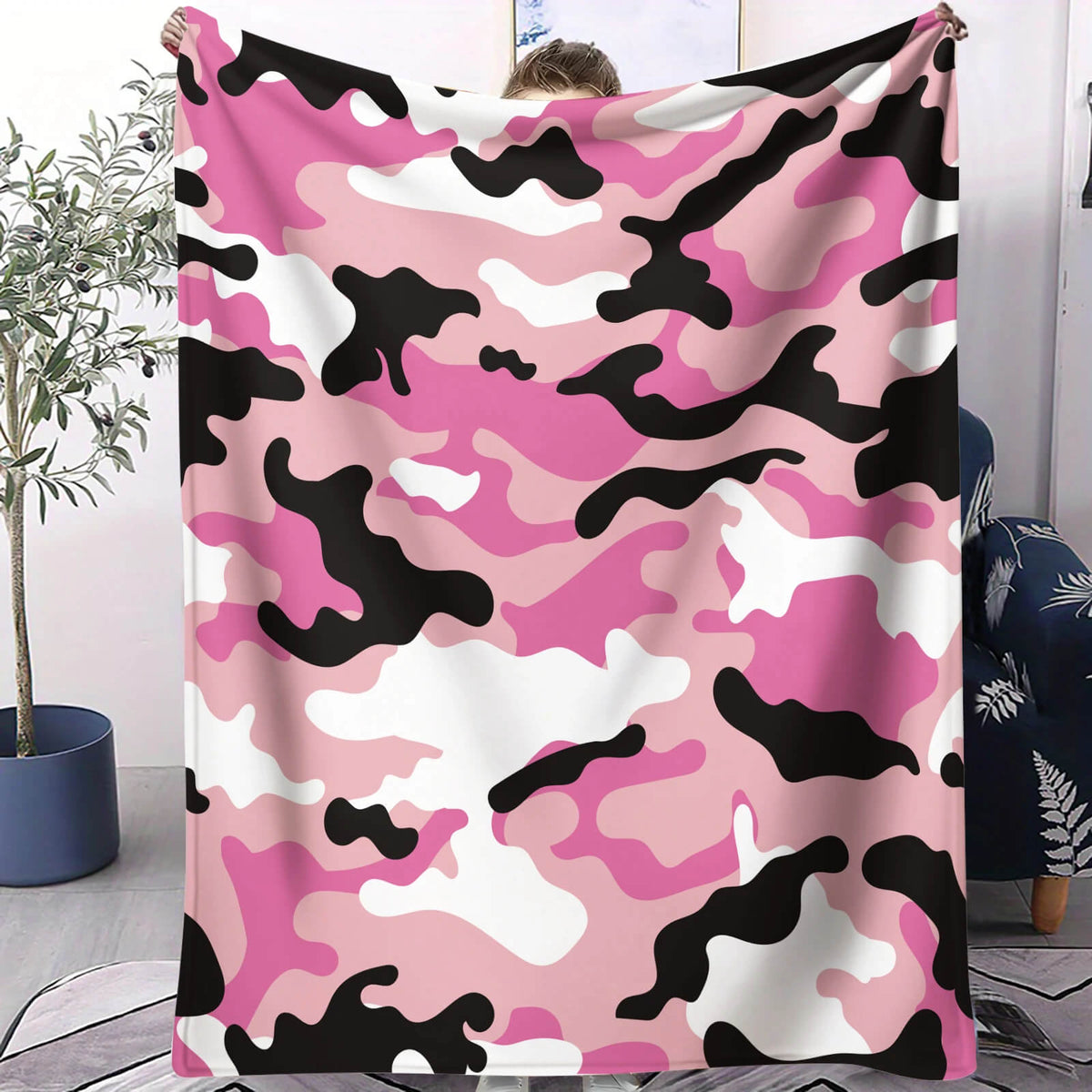 pink camo throw blanket soft fabric