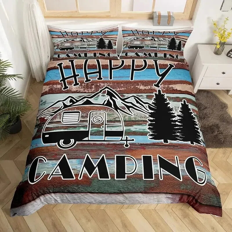 camper bedding vibrant print