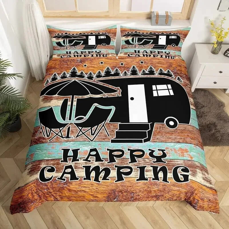 camper bedding close texture