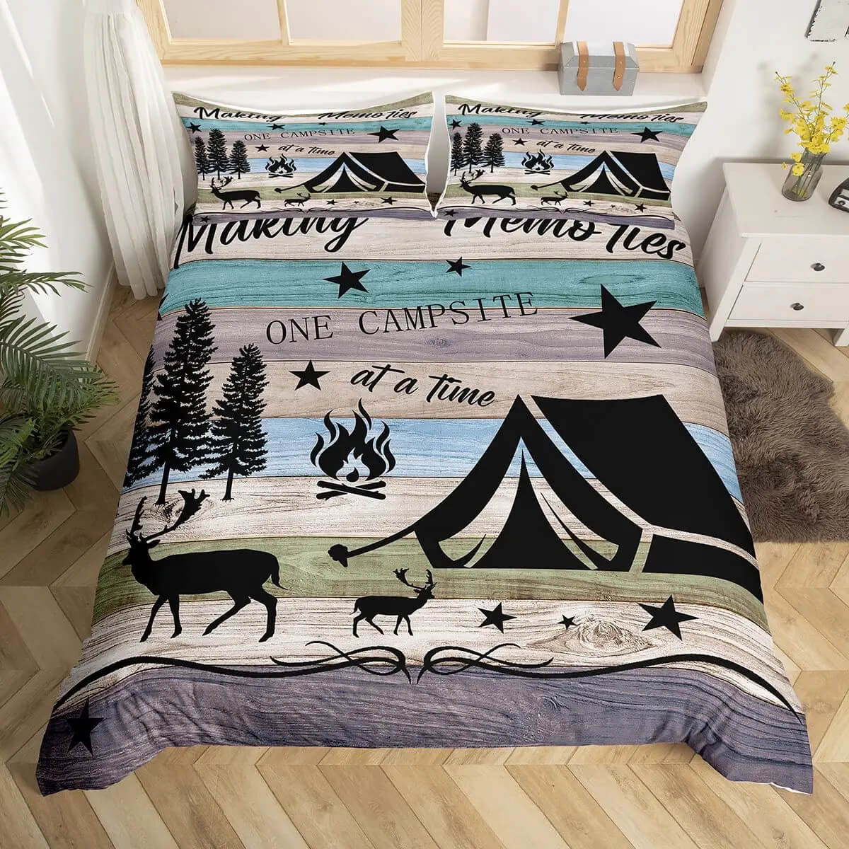 happy camper kids bedding