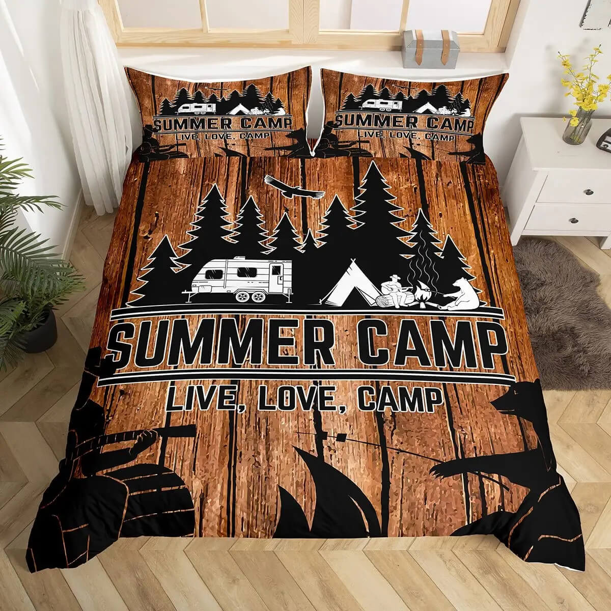 Camping doona cover for kids bedroom