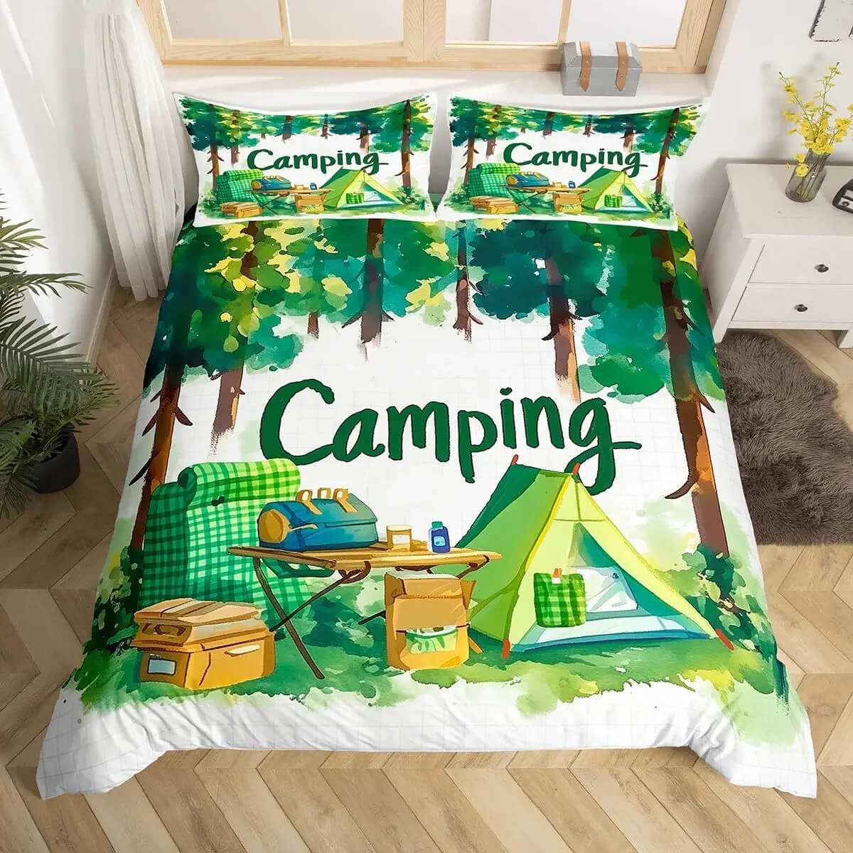camper duvet cover close up