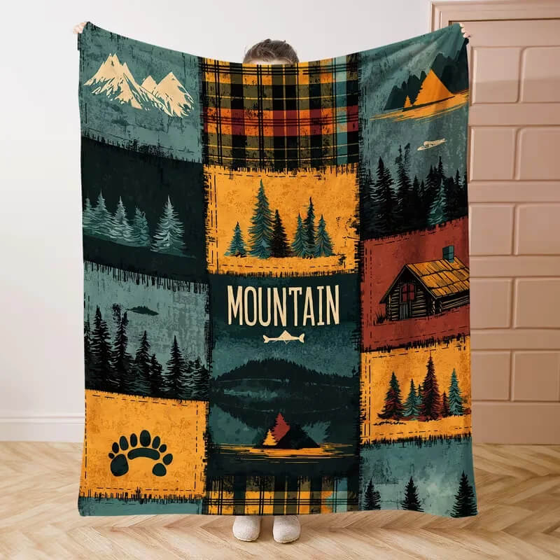 Happy camper camping blanket soft flannel throw