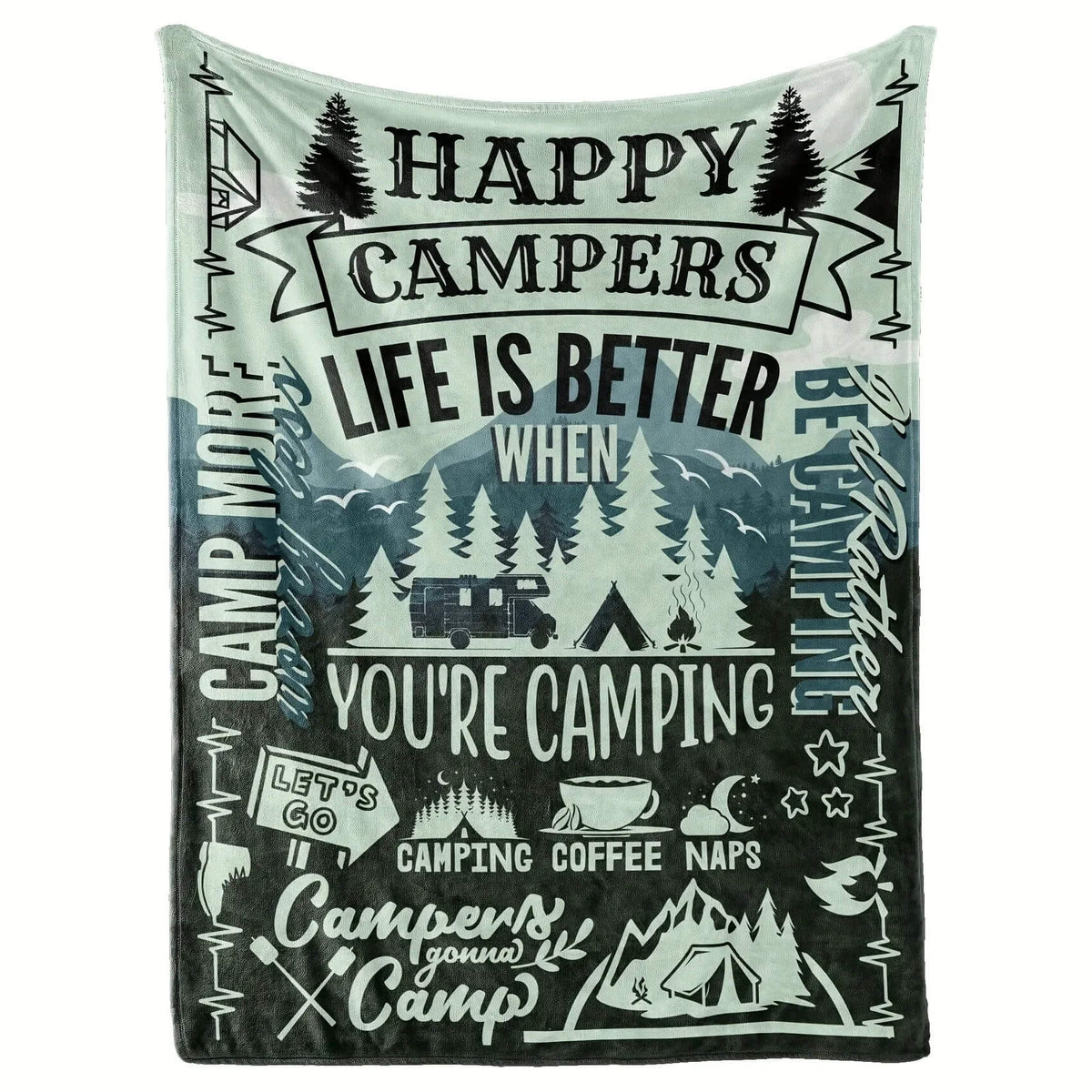 Happy camper throw blanket for travel