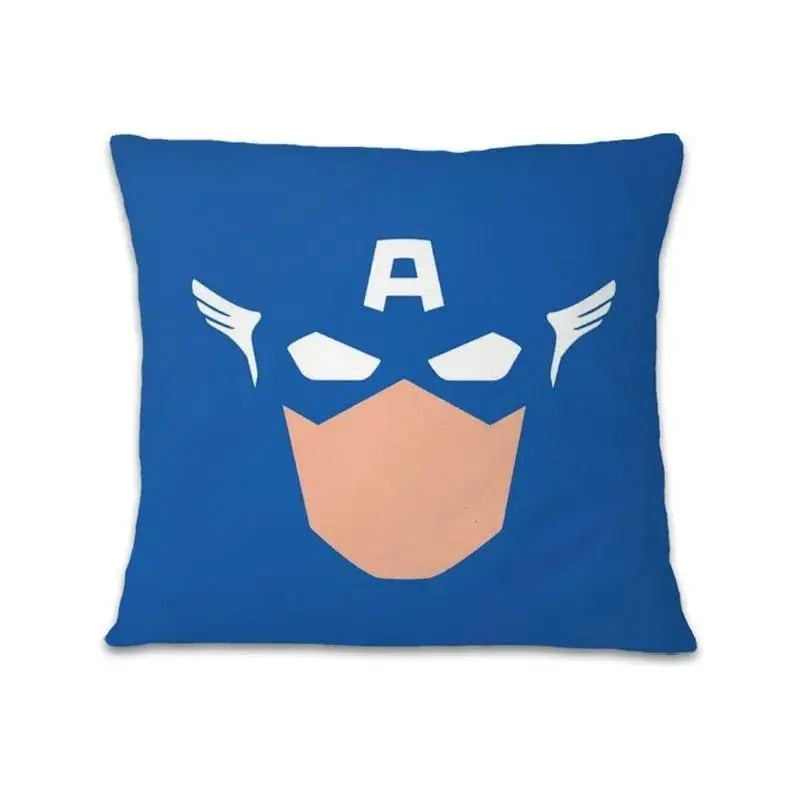 Captain America cushion cover with shield design placed on a Marvel-themed bed