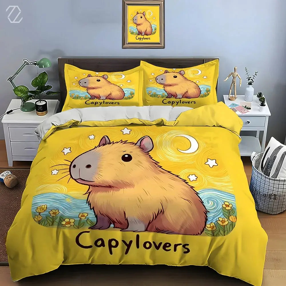 Cartoon Capybara Duvet Cover My Store