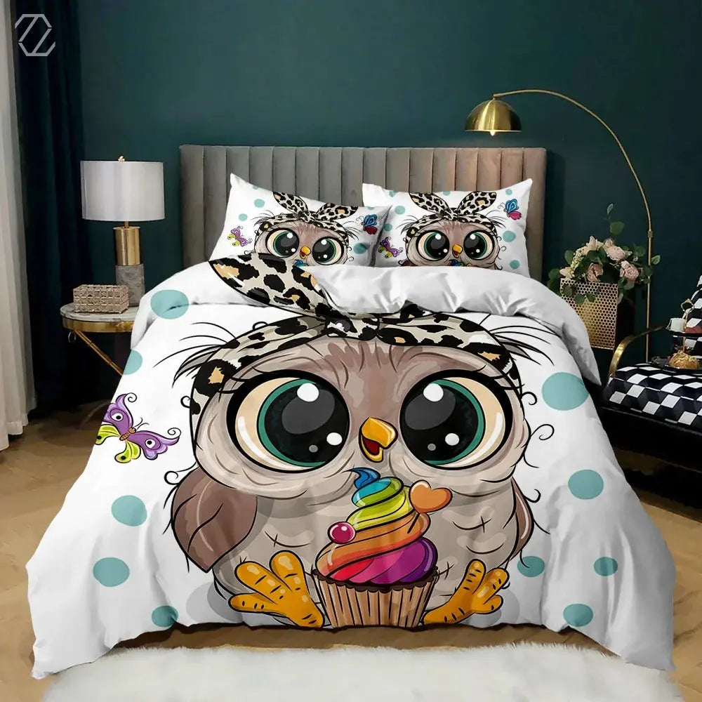 Cartoon Owl Duvet Cover My Store