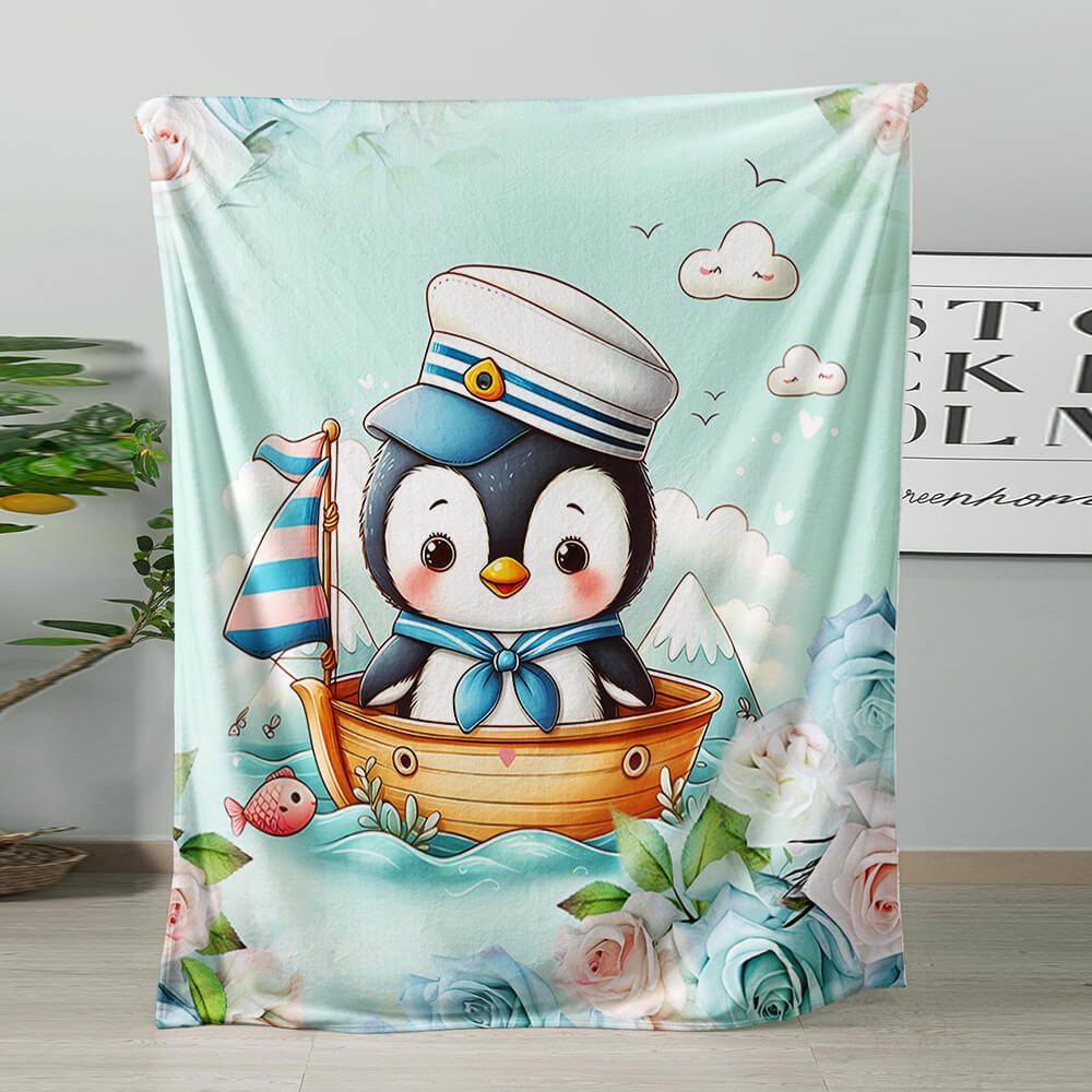 Snow Penguin character print kids throw blanket