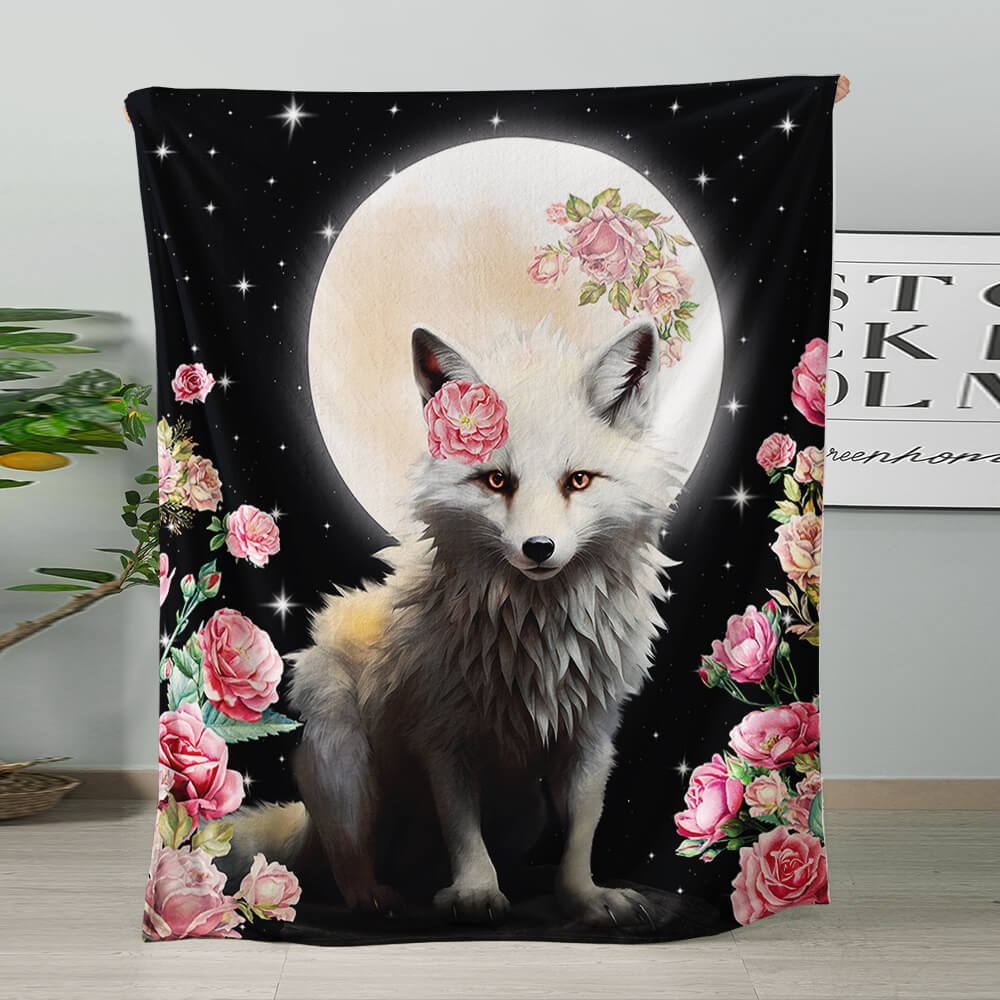 Fox character print flannel throw for children gift
