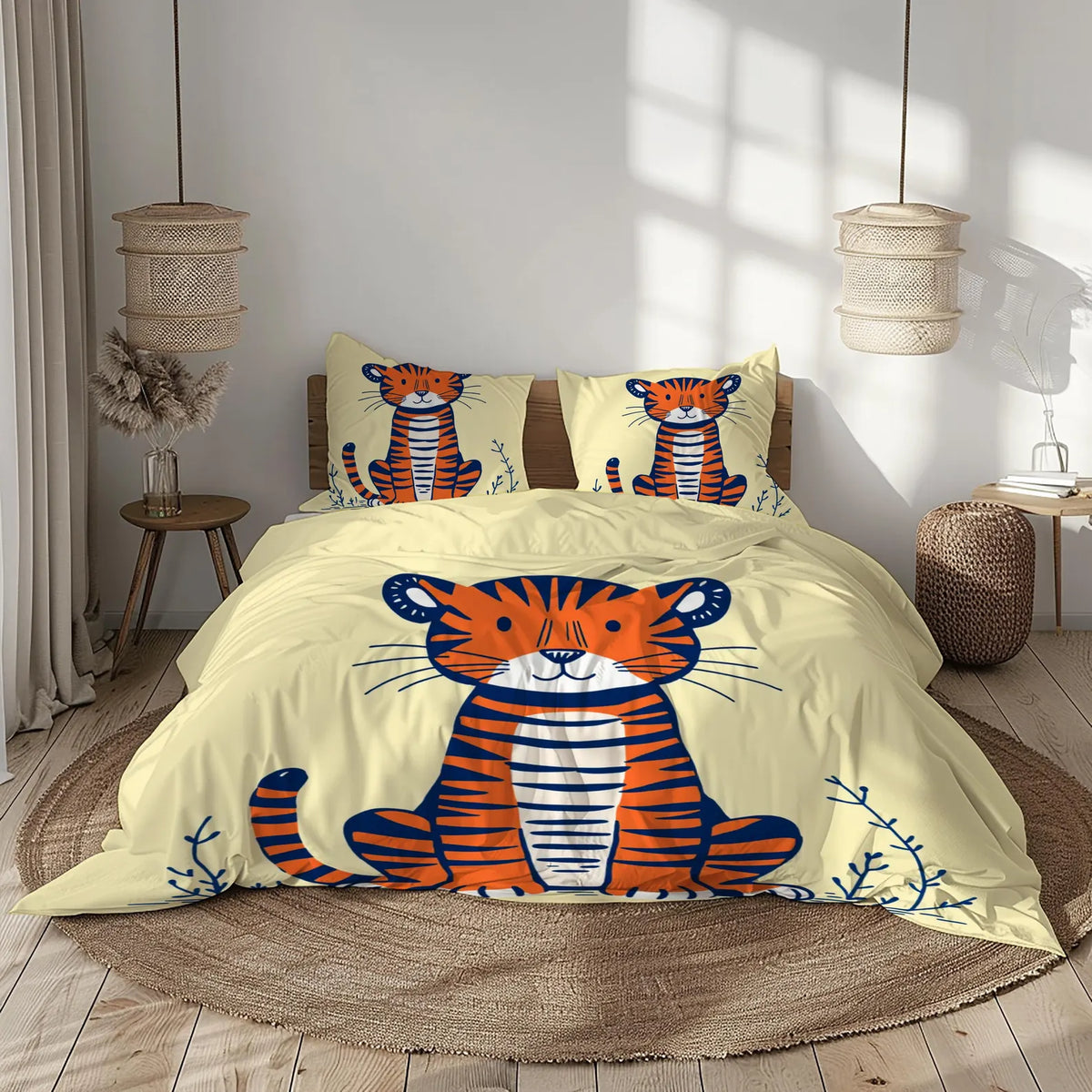 Fun tiger animal themed bedding for kids and toddlers