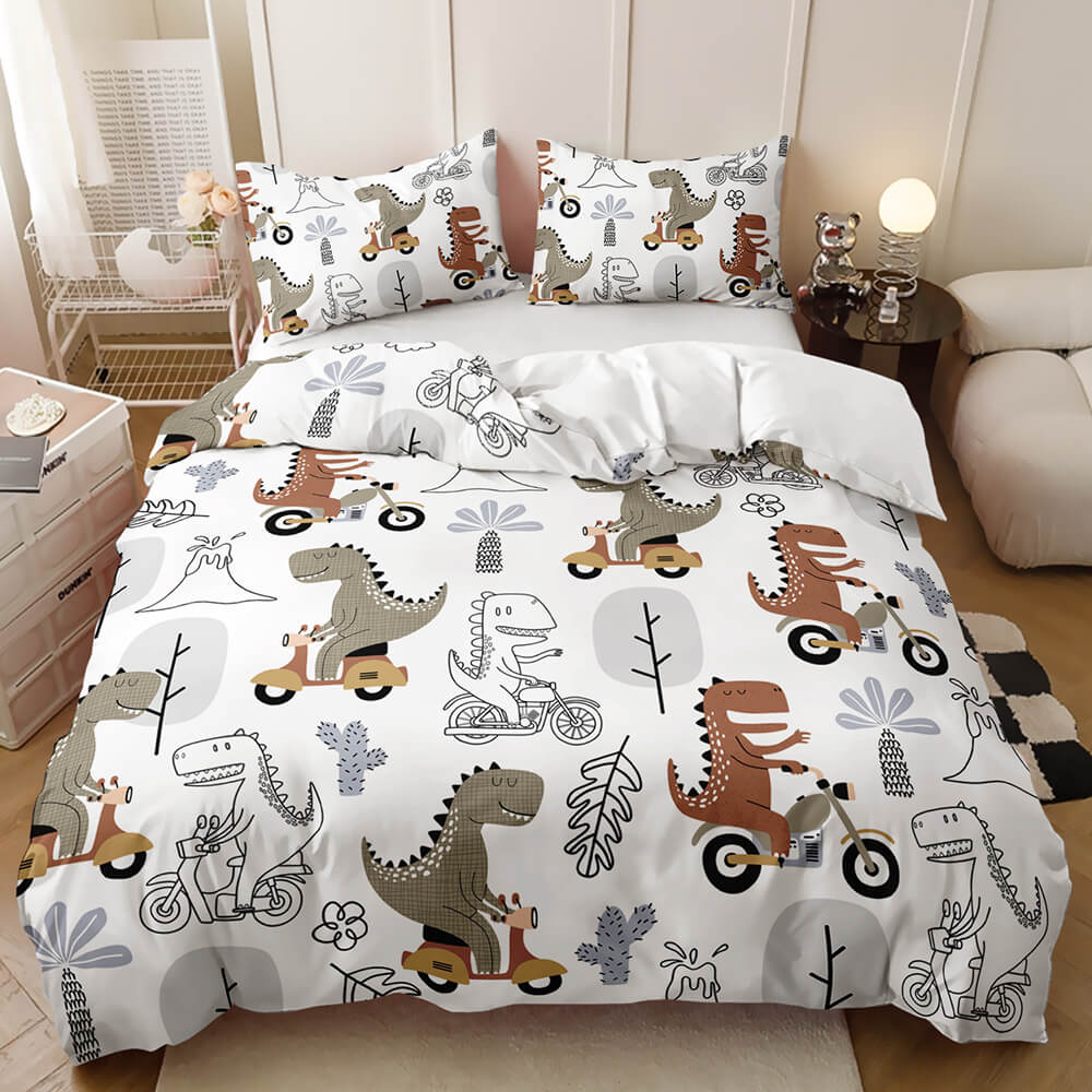 dianasour Cartoon animal doona cover for playful kids bedroom decor
