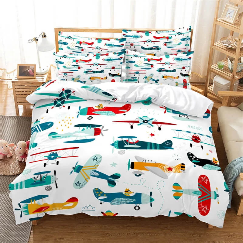 Kids Car and Helicopter 3D Bedding Set